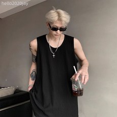 肌理感背心男士2025夏季新款美式潮牌運動寬鬆打底無袖坎肩男裝潮