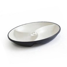 멜라민 원형 3절나눔접시 멜라민그릇 멜라민식기 중국집접시, 체크투톤 BW 원3절 DS-7101