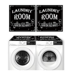 상단용 세탁기 및 건조기 커버 2개 블랙 68.6cm x 68.6cm(27인치 x 27인치) 세탁 토퍼 세탁기 및 건조기 상단 프로텍터 매트 규조토 미끄럼 방지 빠른 건, 블랙 화이트/세탁실 2개