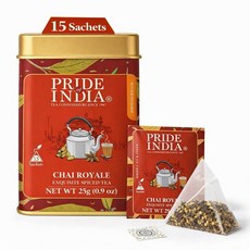 Pride Of India Natural Energize 허브 티 25개 6팩 티백 150개 @ 봉지당 $0.16 툴시 홀리 바질과 아삼 홍차의 혼합 부스팅 맛 훌륭한 가치 메, 차이 로얄, 25g