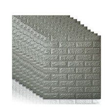 3D 立體壁貼 磚紋牆貼 SGS認證 隔音泡棉 DIY裝飾貼紙, 1個, 銀灰 2.5mm【超取最多20片】