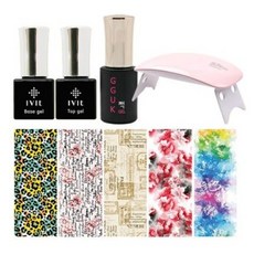 IVIt 腮紅指甲油C套組, Geek Gel 6ml + Base Gel 5ml + NON Top Gel 5ml + SUN Mini 6W Gel Lamp + Triple Film Art Paper 5p, 1套