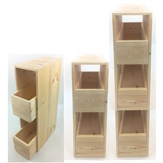 틈새 서랍장 폭 좁은 미니 2~4층 우드 천연원목 PM01, 원목서랍2개+수납프레임16x24x53cm