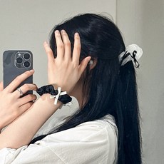 룩 리본 발레코어 머리끈 머리 핀 스크런치 헤어핀 12color 발레 곱창밴드 실크 쉬폰 오간자