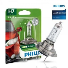 필립스 H7 롱라이프 에코비전 .수명4배 향상.필립스 전조등.택시추전.필립스 헤드램프.필립스 자동차전구, 1개