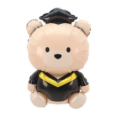 파티짱 졸업 풍선 모음 연말 신년 축하 파티 호일 은박 풍선, 곰돌이 학사모 (블랙), 1개