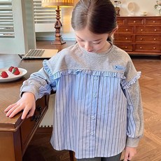 童裝 女童洋氣豎條紋襯衫春秋款長袖兒童韓版襯衣秋裝網紅薄款上衣