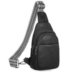 SYTRAH 여성용 슬링백 크로스바디 백 지갑 트렌디한 비건 가죽 체스트 백 조절 가능한 기타 스트랩 포함 퓨어 블랙. 슬링, SYTRAH 여성용 슬링백, 크로스바디 백 지갑, 트렌