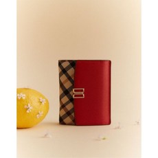 [국내백화점 매장정품] 닥스 DAKS WOMENS ACCESSORIES 레드 체크배색 DD로고 2단 반지갑_DCWA6E408R2 DCWA6E408R2 114153