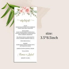 웨딩 메뉴 블 꽃무늬 카드 세례 핑크 꽃 샤워, 1개, 1. Design 1