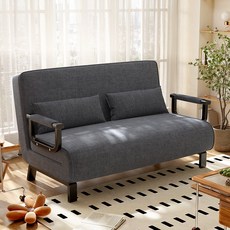 공간 절약형 접이식 소파 베드 1인용 2인용 쇼파침대 간이 침대 리클라이너 소파겸용침대 조절 가능한 리클라이너 백러스트, 그레이