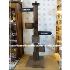 *︵House傢飾︵*zakka鄉村復古風格WELCOME GARDEN路標指示4格木製花架 花器 - 限量款