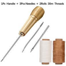 DIY 도구 바늘 스레드 처 바느질 스티 캔버스 신발 송곳 수리 왁스 가죽 구리 핸들 핸드, Sewing Set H1, 1개