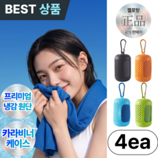 젤로랑 휴대용 스포츠 쿨타월 카라비너 케이스 패밀리 세트, 4개, 4컬러 4개, 4컬러