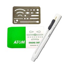 아톰 지우개판 9x6cm + 펜텔 클릭이레이져 지우개, 1개, 화이트