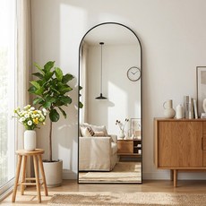 안토크 아치형 스탠드전신거울 벽걸이거울 1600*530mm, 블랙