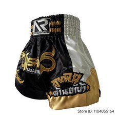 태국 권투 반바지 무에타이 바지 새틴 폴리 에스터 통기성 킥복싱 싸움 훈련 유니폼, 1개, 6. A9 Black