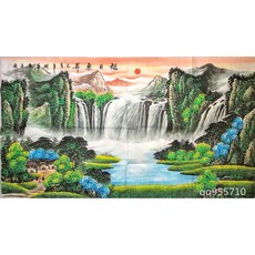 【開運幸運星】台灣發貨 純手繪山水畫 李嘉誠辦公室同款風水畫 財源滾滾國畫 招財檔樑壓 水墨畫聚寶盆