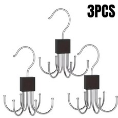 1/2/3PCS 회전 스토리지 다기능 나무 옷걸이 멀티 클로 가방 벨트 랙 의류 넥타이 스카프, 3PCS Bla