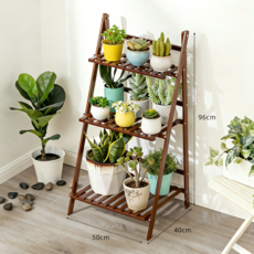 쿠리브 원목색 화분받침대 화분 정리대 다용도 수납선반, 3단, 월넛 50cm