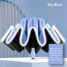 완전 자동 역방향 접이식 우산 방풍 반사 스트라이프 UV, 06 Blue