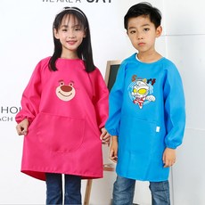 兒童畫畫防潑水罩衣長袖圍裙，中大童幼兒園繪畫衣，可印字定logo