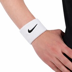 나이키 손목보호대 아대 밴드 양쪽착용 스포츠 테니스 정품 남성 여성 테니스 스우시 클래식 손목밴드 니트, 화이트, 1개