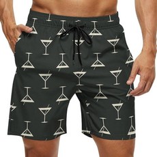 KGIDNG 남성용 수영 트렁크 보드 반바지 메시 안감 비치 수영복 Martini 3XL 243354, XXL