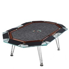 Shark家具 豪華玻璃撲克牌桌 八人家庭德州娛樂俱樂部專用, 1個, 撲克桌2