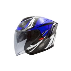 ZUVER RO-2 ST-002 亮光黑藍 閃電 彩繪 內墨鏡 3/4 半罩 安全帽, 1個, 閃電 亮光黑藍 / 請註明尺寸