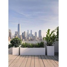 doii 스테인리스 화분 철제 플랜터 대형 화분박스 직사각 상업용 화단 야외 정원 테라스 화분대, 1개, 화이트 40cm x 30cm x 80cm, DD8817