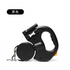 寵物一拖二自動牽引器狗狗雙頭牽引繩中小型犬二合一多功能遛狗繩, 黑色, 1個