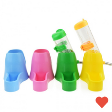 애견 식기 급식기 겸용 햄스터 급수기 기니피그 물병, 125ml, 옐로우