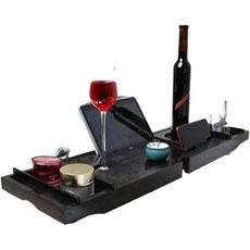 휴대전화 태블릿과 와인 북 홀더 블랙 B 욕조가 있는 캐디 트레이 대나무 욕실 정리함을 위한 확장형 1PCS 확장 욕조 핏, Black B, 1개