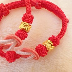 儒家寶寶 純金9999 錦繡前程 紅繩 繡球 如意結 編織手繩/手鍊