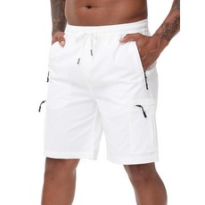 Satankud 남성용 카고 하이킹 반바지 22.9cm(9인치) 경량 골프 캐주얼 직장 여행 야외용 지퍼 포켓 5개 화이트. 36 134249