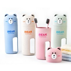 곰돌이 팬더 칫솔통 여행용 칫솔케이스 어린이 성인 휴대용케이스, 쿠팡 곰돌이_블루, 선택:곰돌이|색상:블루