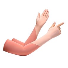 高彈力涼感冰絲防曬袖套 雙色袖套 抗UV冰涼袖套 機車運動袖套, 粉纓色, 1個