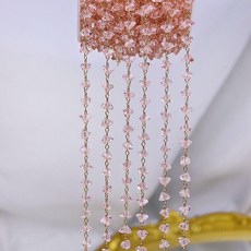 DIY三角水晶鏈條 手作配鏈材料, kc金粉色三角水晶鏈,50釐米長(厚銀高保色 4mm), 1個