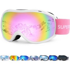스키 고글 겨울 스포츠 스노우보드 슈퍼트립 남성 여성 김서림 방지 스노우고글 자외선 차단 스노보드 성인용, White Frame/Pink Lens(vlt 30%)