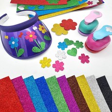 더이안 EVA 글리터 펠트지 10색세트 접착 스티커형 반짝이 펄 시트지 원단