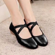 라라단스 발편한 천연소가죽 여성 스포츠 라인 댄스화, 245, 블랙