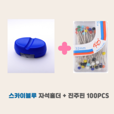 셀고 핀보관 케이스가 달린 시침핀정리 자석홀더, 스카이블루자석홀더+진주핀100PCS, 1개