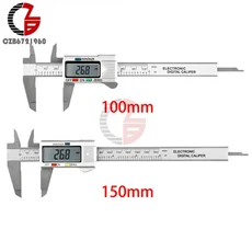 디지털 캘리퍼스 측정 도구 미터 방수 인치에서 밀리미터까지 목공 쉬운 전환 100mm 150mm 100mm, 1세트