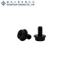 銳禾 #6-32x6mm 凹六角頭凸緣 十字槽 機械牙 鍍黑鋅 100入 特殊螺絲, 1個