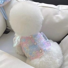 DFMEI 夏季薄款狗狗公主風格子裙子貓咪泰迪比熊博美連衣裙寵物衣服夏天, 玫瑰吊帶, 1個