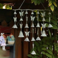復古田園鑄鐵風鈴吊飾 美式鄉村蝴蝶鈴鐺 庭院陽臺裝飾, 蝴蝶鈴鐺43*77cm