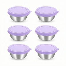 AIFUNT 엘리펀트 50ml 스테인리스 미니 소스통 컬러 뚜껑 포함 소량 분리용, 라일락 퍼플, 6개