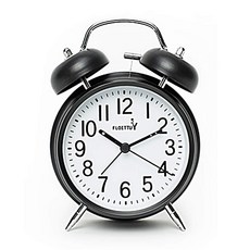 FLOITTUY 깊은 수면 시끄러운 알람 10.2cm(4인치) 트윈 벨 알람 시계 침실 및 홈 데코용 백라이트 포함(그린), 블랙