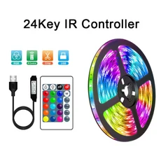 USB 5050 LED 스트립 조명 RGB 블루투스 앱 제어 유연한 다이오드 장식 거실 램프 리본 1-30M, IR controller, 2m